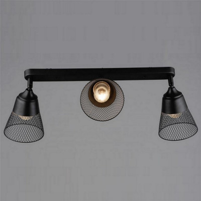 Светильник спот 3 плафона 56*12,5*22 см Е27 60Вт 6м2 плафон металл черный Baizheng