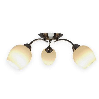 Люстра 3 плафона 55,5*17,5 см Е27 60Вт 12м2 плафон стекло никель Baizheng