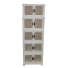 Мини фото Шкаф пластиковый 5 секций 530*325*1580 мм колеса прозрачно слон кость BZ-8869-3-5 Baizheng