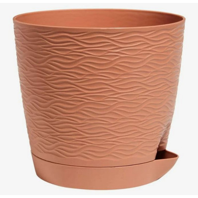 Кашпо пластиковое  1,5 л поддон карамельный Блюз Bmc