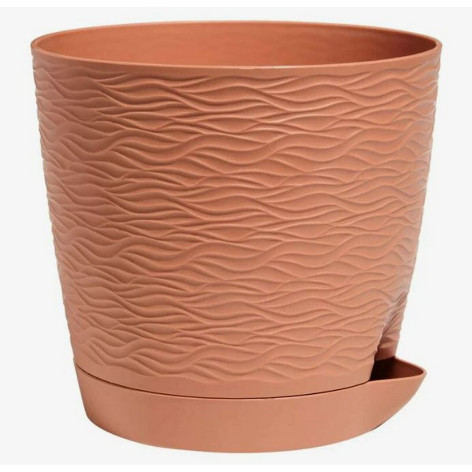 Кашпо пластиковое  1,5 л поддон карамельный Блюз Bmc