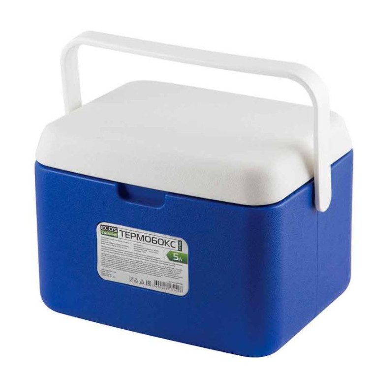 Термобокс 5 л 28*22,5*19,5 см ручка для переноски бело-синий KY106 Ecos