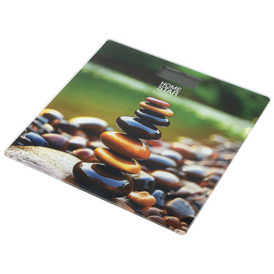 Весы напольные электронные стекло 150 кг 26*26 см LCD  дисплей HS-6006C HomeStar