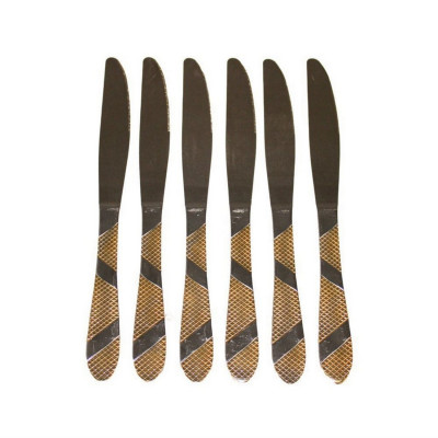 Нож нержавеющая сталь столовый 23,5х2 см 6 шт серебро золото Baizheng Нож нержавеющая сталь столовый 23,5х2 см 6 шт серебро золото Baizheng