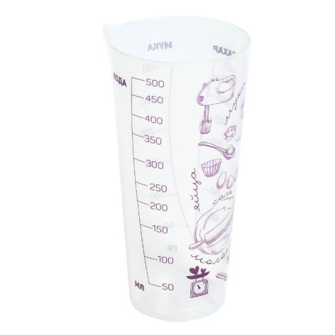 Стакан мерный пластиковый 0,5 л 8*8,8*16,5 см Поваренок Violet
