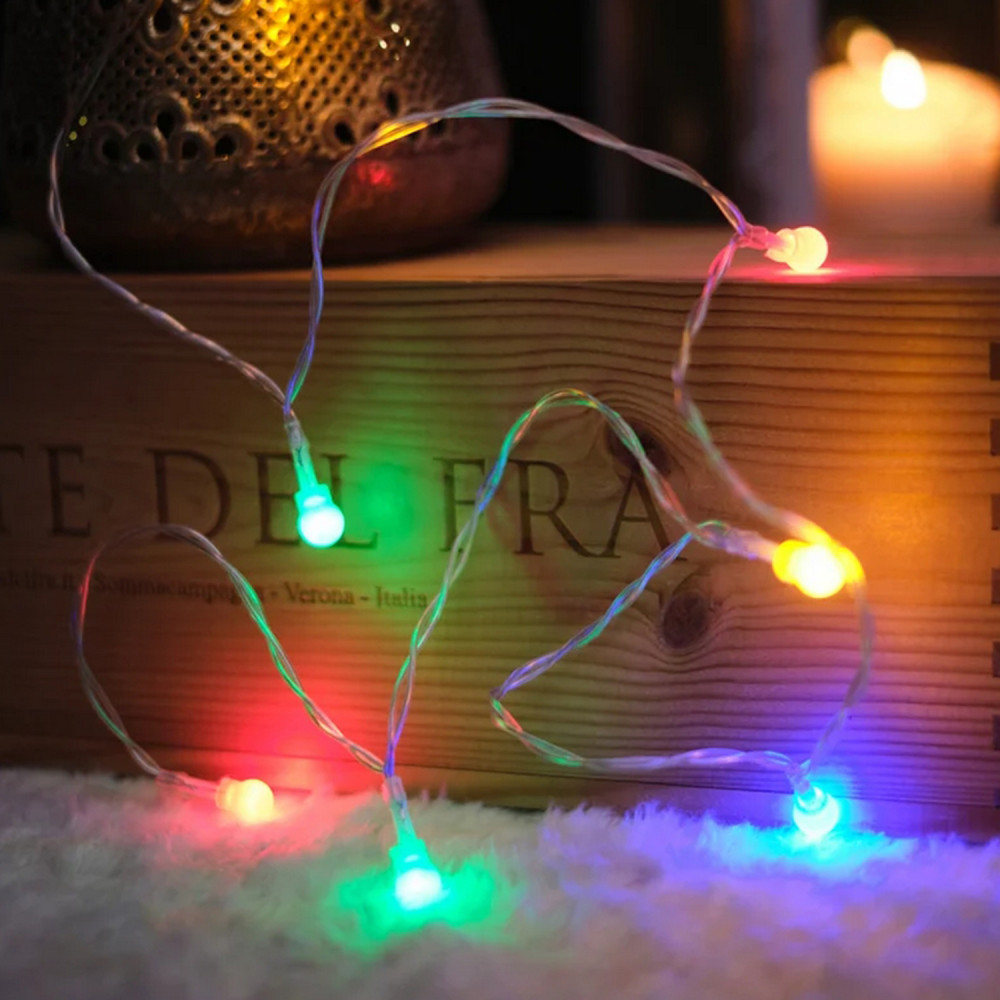 Гирлянда светодиодная  1,5 м 10 led батарейки 2*АА шарики Neon-night