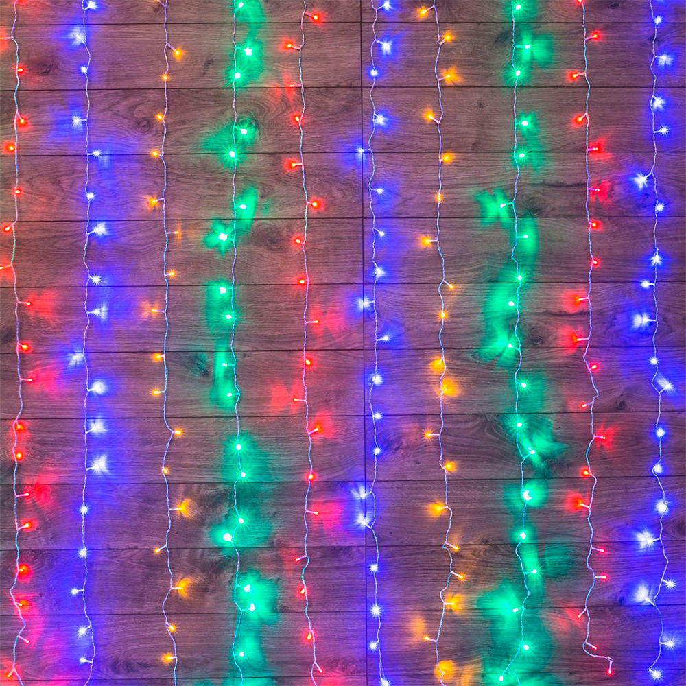 Гирлянда светодиодная  1,5*1,5 м 144 led 230 В 8 реж дождь мультиколор Neon-night