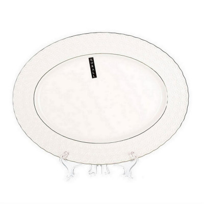 Блюдо керамическое 35,5 см овальное Снежная королева Коралл