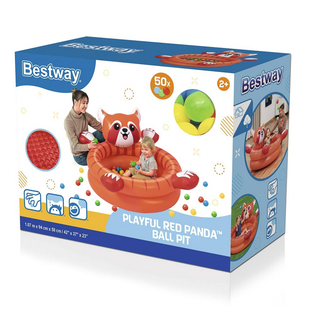 Бассейн надувной 107x94x58 см с мячами Playful Red Panda Bestway