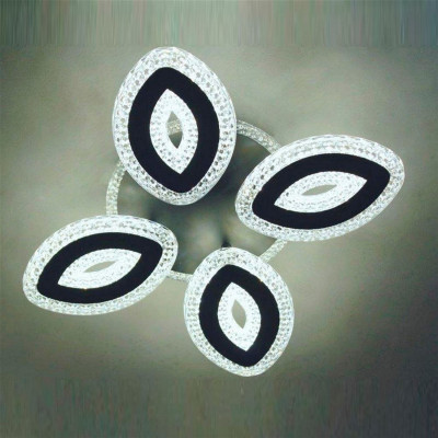 Люстра светодиодная 4 плафона 47*8 см 88Вт 3000LM 15м2 3 цвета прилож пульт черный Baizheng