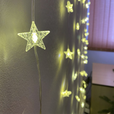 Гирлянда светодиодная 3*2 м 130 Led занавес звездочки желтый Fex