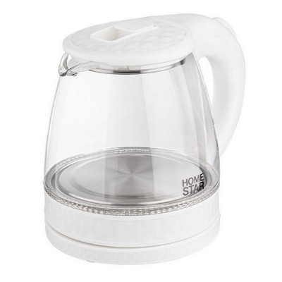 Чайник стеклянный электрический 1,2 л 1,5 кВт подсветка белый HS-1053 HomeStar