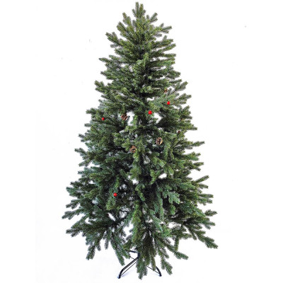 Ель искусственная 210 см литая +ПВХ шишки ягоды металл подставка 80 Fex Ель искусственная 210 см литая +ПВХ шишки ягоды металл подставка 80 Fex