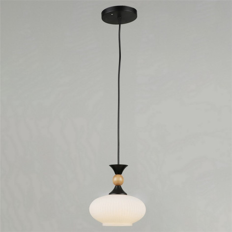 Люстра кухонная 1 плафон 17*80 см Е27 60Вт 4м2 дерево плафон стекло черный Baizheng