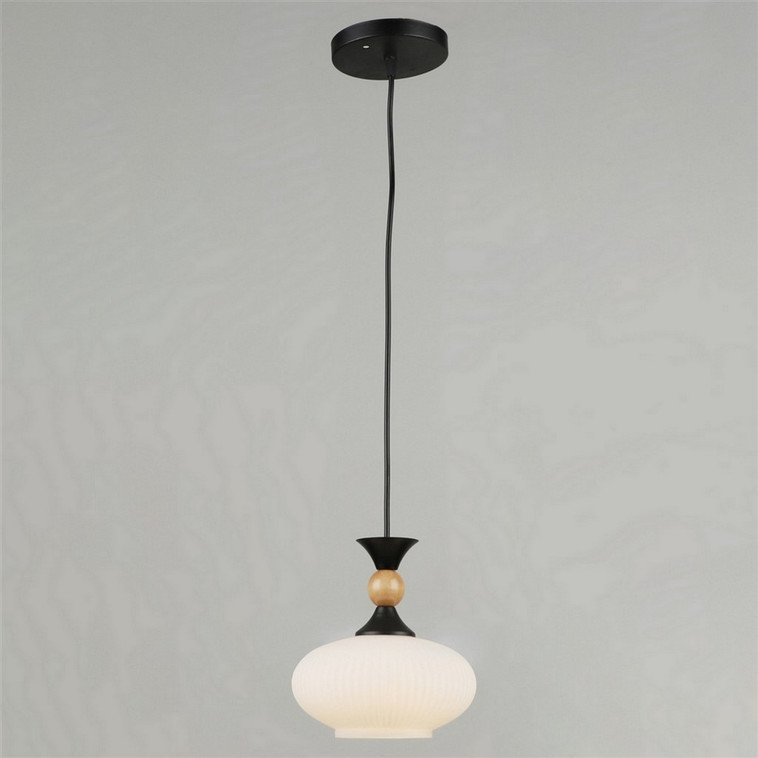 Люстра кухонная 1 плафон 17*80 см Е27 60Вт 4м2 дерево плафон стекло черный Baizheng