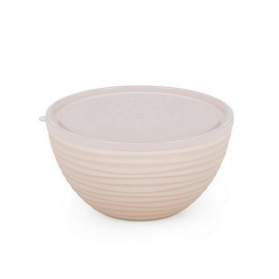 Миска пластиковая 2,5 л с крышкой бежевый Оазис Альтернатива