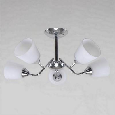 Люстра 5 плафонов 63*63*24 см Е27 60Вт 20м2 плафон стекло хром Baizheng