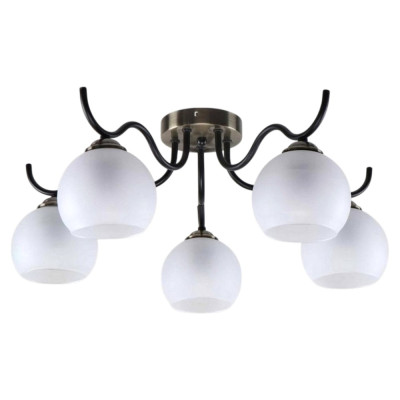 Люстра 5 плафонов 58*58*23 см Е27 60Вт 20м2 плафон стекло черный бронза Baizheng