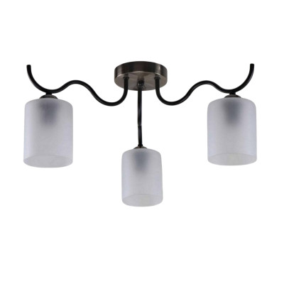 Люстра 3 плафона 55*55*25 см Е27 60Вт 12м2 плафон стекло черный Baizheng