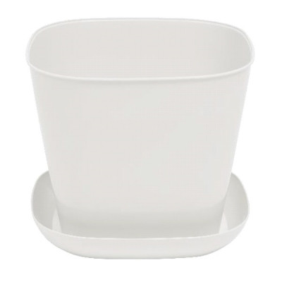 Кашпо пластиковое  2,5 л 16,4*16,4*14,2 см поддон квадратное белый Виолет