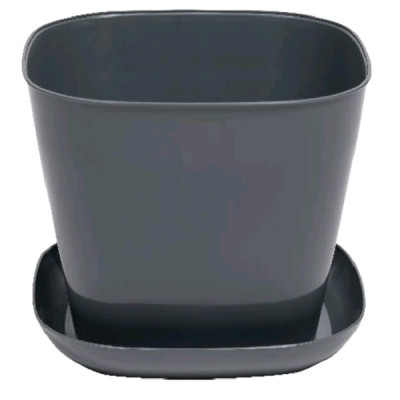 Кашпо пластиковое  2,5 л 16,4*16,4*14,2 см поддон квадратное серый Виолет