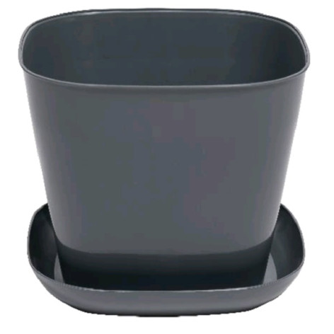 Кашпо пластиковое  3,7 л 18,7*18,7*13,2 см поддон квадратное серый Violet