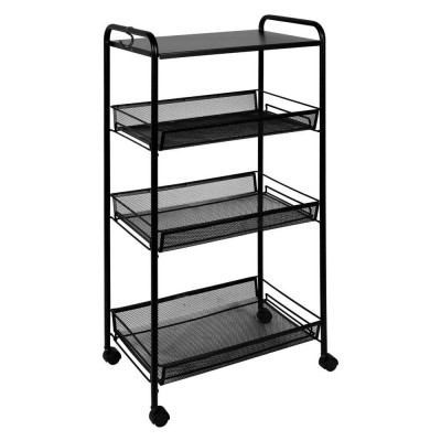 Этажерка металлическая 4-х ярусная 45х30х88 см черный Ладья 34 КС ЗМИ