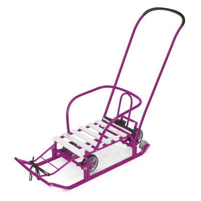 Санки металлические 2 в 1 с толкателем сиреневый Тимка-5 Универсал Nika