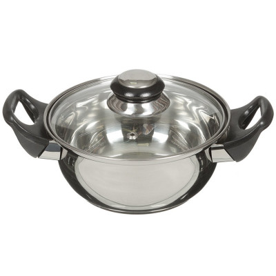 Кастрюля нержавеющая сталь 1,4 л стеклянная крышка пластиковая ручка Bak Mallony Кастрюля нержавеющая сталь 1,4 л стеклянная крышка пластиковая ручка Bak Mallony