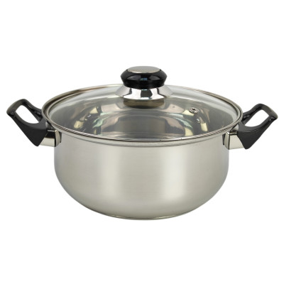 Кастрюля нержавеющая сталь  2,8 л стеклянная крышка пластиковая ручка Bak Mallony