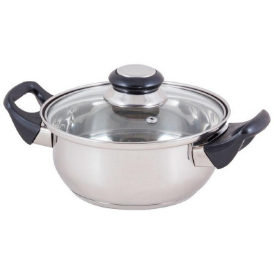 Кастрюля нержавеющая сталь 1,4 л 16 см стеклянная крышка бакелитовая ручка индукция Bak-S Mallony Кастрюля нержавеющая сталь 1,4 л 16 см стеклянная крышка бакелитовая ручка индукция Bak-S Mallony