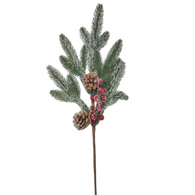 Ветка декоративная 30 см ягоды шишки NP-2659 Baizheng