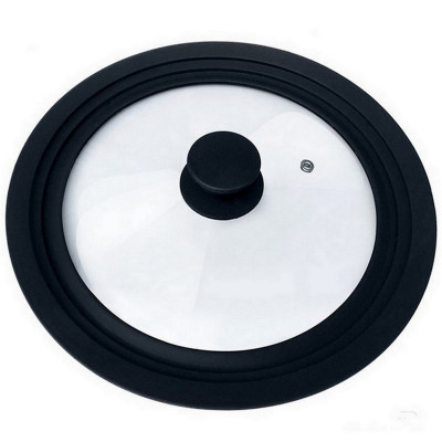 Крышка стеклянная 24, 26, 28 см силикон обод универсальная черный CAPPELLO-M Mallony