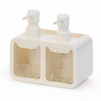 Дозатор пластиковый для жидкого мыла 500 мл 95х95х170 мм бежев Вязаное плетение Альтернатива