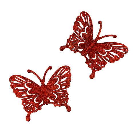 Набор елочных игрушек 2 шт 10х9 см красный Бабочка SYLKL-491983 Волшебная страна