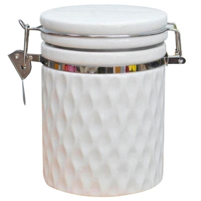 Банка керамическая 750 мл для сыпучих продуктов с клипсой доломит под упак Жемчужная волна Мфк