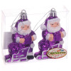 Мини фото Набор елочных игрушек 2 шт 6,5 см фиолетовый Дед Мороз с подарком Серпантин