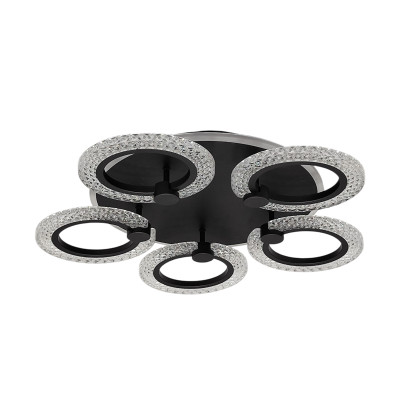 Люстра светодиодная 5 плафонов 59*9см 70Вт 2620LM 15м2 3 цвета прилож пульт черный Baizheng Люстра светодиодная 5 плафонов 59*9см 70Вт 2620LM 15м2 3 цвета прилож пульт черный Baizheng