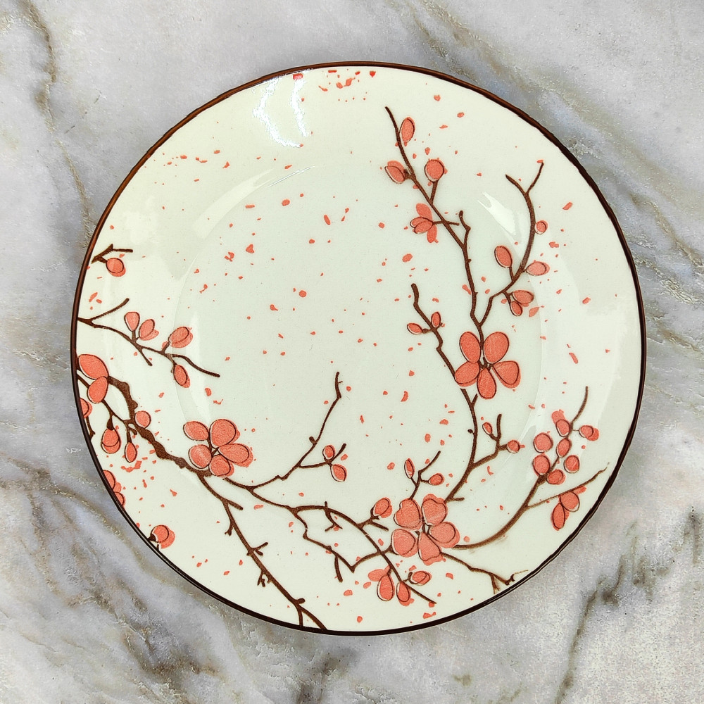 Тарелка фарфоровая десертная  20 см Sakura Коралл