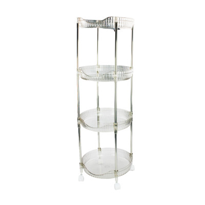 Этажерка пластиковая 4-х ярусная 29,5х29,5х85,5 см на колесах прозрачный Baizheng