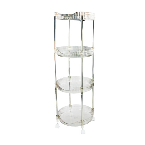 Этажерка пластиковая 4-х ярусная 29,5х29,5х85,5 см на колесах прозрачный Baizheng