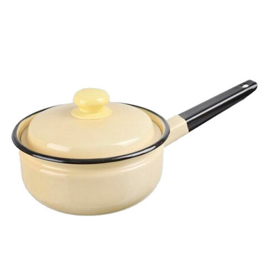 Ковш эмалированный 1,5 л с крышкой пласт кнопка палевый Стальэмаль Ковш эмалированный 1,5 л с крышкой пласт кнопка палевый Стальэмаль