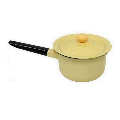 Ковш эмалированный 2 л с крышкой пласт кнопка палевый Стальэмаль