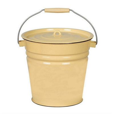 Ведро эмалированное 12 л с крышкой петля палевый Стальэмаль