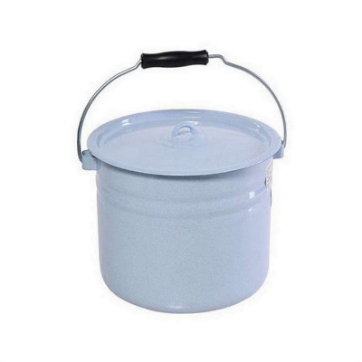 Ведро эмалированное 9 л с крышкой цельнотянутое серо-голубой Стальэмаль