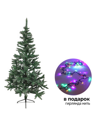 Ель искусственная 180 см 490 веток белый иней металл подст + гирлянда 125-016 Серпантин