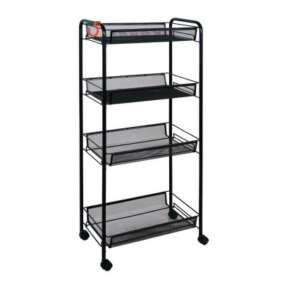 Этажерка металлическая 4-х ярусная 44х25х100 см черный Ладья 24 К ЗМИ