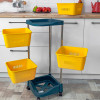 Мини изображение Этажерка пластиковая 4-х ярусная 345*345*782 мм на колесах микс Baizheng