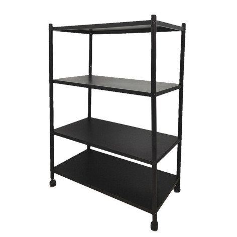 Стелаж металлический 3-х ярусный 80х40х120 см на колесах черный Baizheng