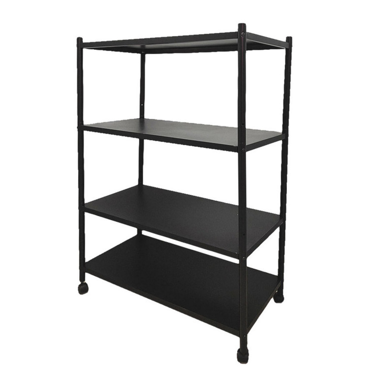 Стелаж металлический 3-х ярусный 80х40х120 см на колесах черный Baizheng